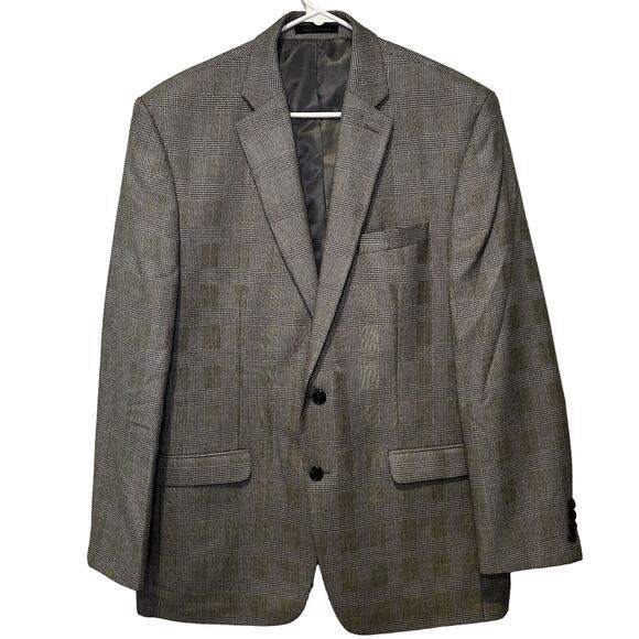 CHAPS Blazer Gray Glen PLAID Men 44L Sport Coat 2 Button Jacket Lined NWOT - Picture 1 of 8